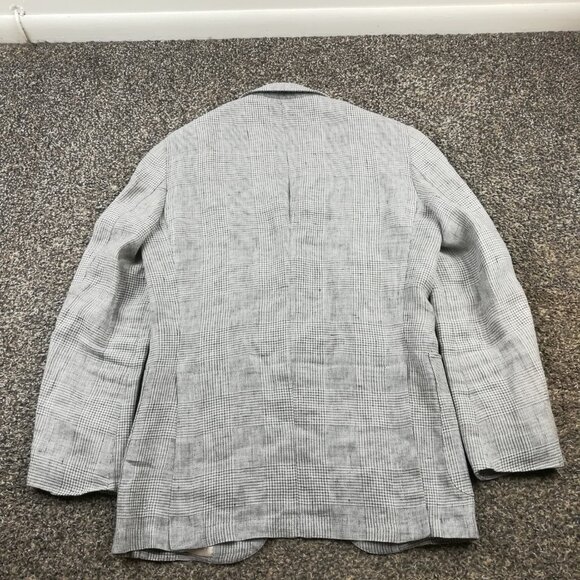 SuitSupply Sport Coat Blazer 36S Solbiati 100% Linen Glen Plaid Gray - Picture 10 of 15